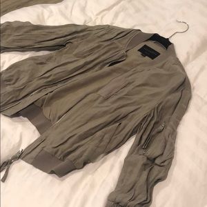 ALL SAINTS Military Green Linen Bomber